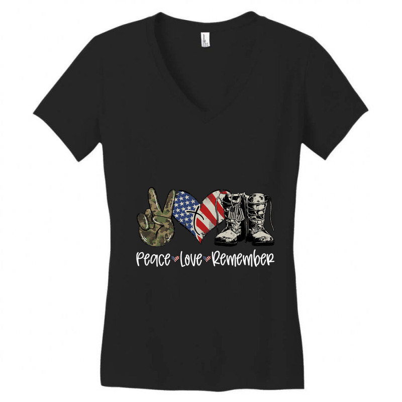 American Flag Combat Boots Peace Love Thank You Veterans 311 Women's V-Neck T-Shirt by White_Phantom | Artistshot