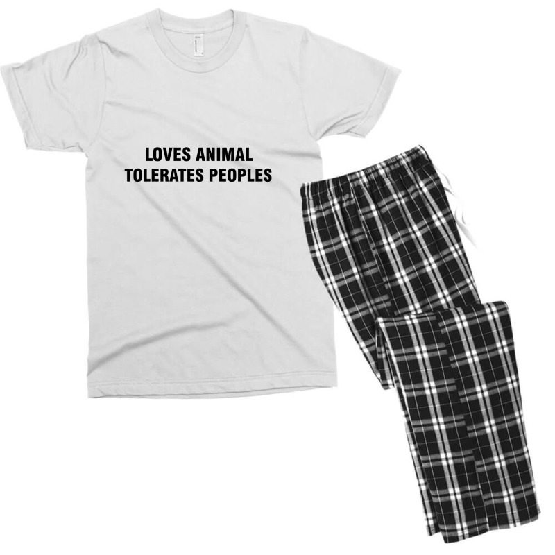 Loves Animals Tolerates People Men's T-shirt Pajama Set | Artistshot