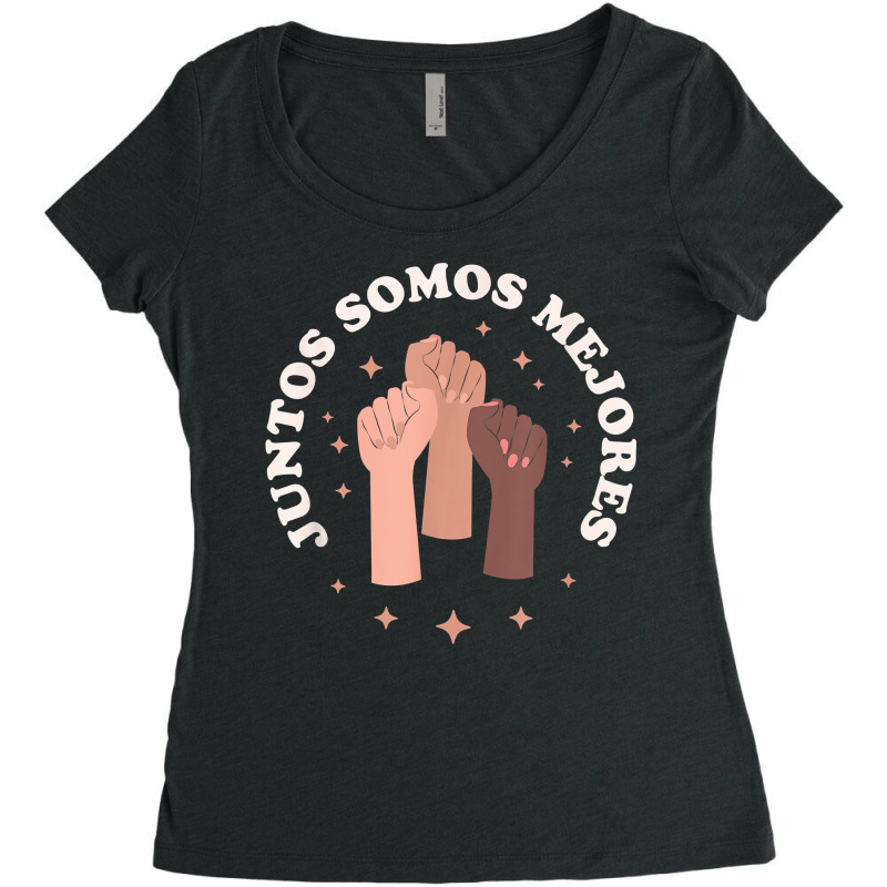 Juntos Somos Mejores Bilingual Spanish Teacher Melanin Women's Triblend Scoop T-shirt by BonnieTori | Artistshot