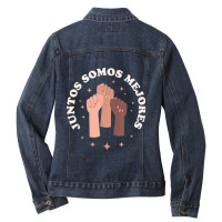 Juntos Somos Mejores Bilingual Spanish Teacher Melanin Ladies Denim Jacket | Artistshot