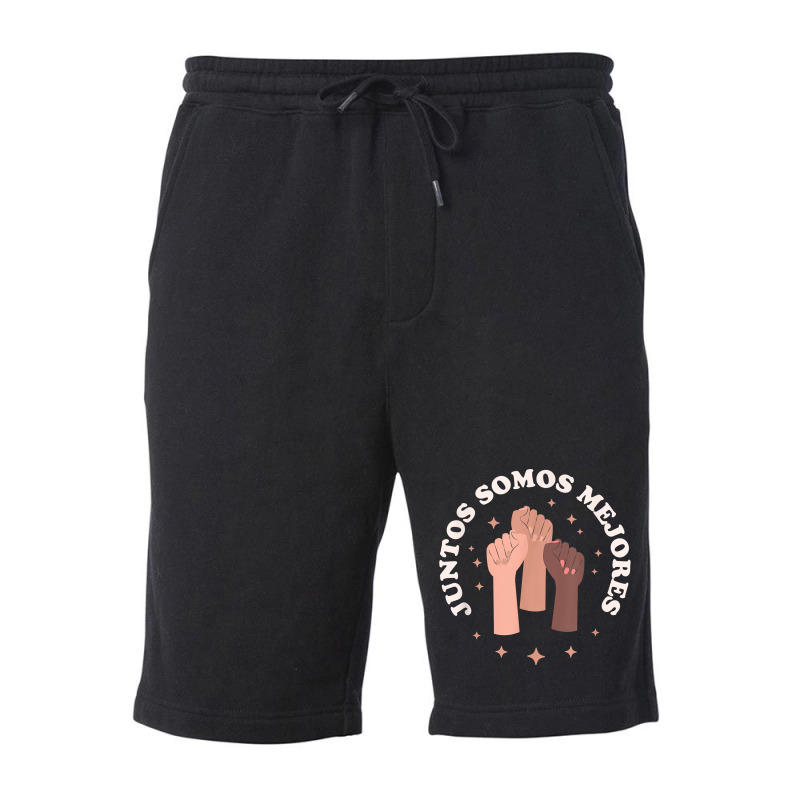 Juntos Somos Mejores Bilingual Spanish Teacher Melanin Fleece Short | Artistshot