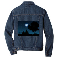 Lonely Man Under The D20 Dice Moon Rpg Night Roleplaying Landscapes Men Denim Jacket | Artistshot