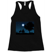 Lonely Man Under The D20 Dice Moon Rpg Night Roleplaying Landscapes Racerback Tank | Artistshot