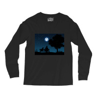 Lonely Man Under The D20 Dice Moon Rpg Night Roleplaying Landscapes Long Sleeve Shirts | Artistshot