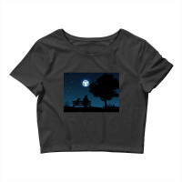 Lonely Man Under The D20 Dice Moon Rpg Night Roleplaying Landscapes Crop Top | Artistshot