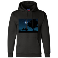 Lonely Man Under The D20 Dice Moon Rpg Night Roleplaying Landscapes Champion Hoodie | Artistshot