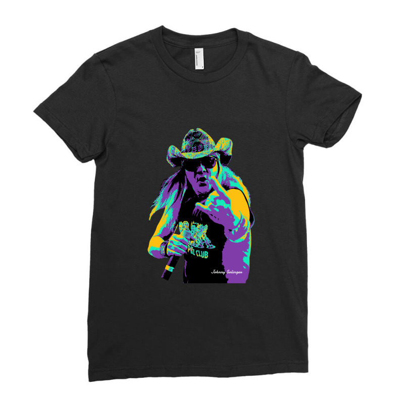 Johnny Solinger - Essential Popart Style Tributte Johnny Solinger Ladies Fitted T-Shirt by cm-arts | Artistshot