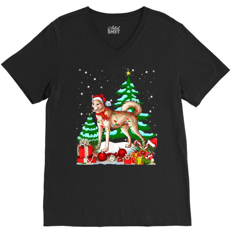 Funny Canaan Dog Christmas Xmas Cute V-Neck Tee by Posh | Artistshot