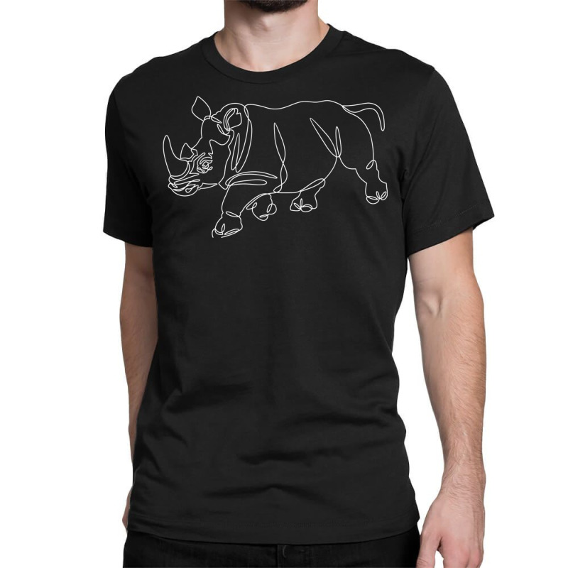 Minimalist Rhino   Zoologist Rhinoceros Safari Animal Lover T Shirt Classic T-shirt by cm-arts | Artistshot