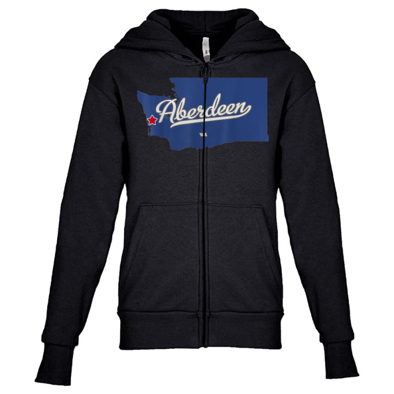 Aberdeen Washington Wa Map Youth Zipper Hoodie | Artistshot