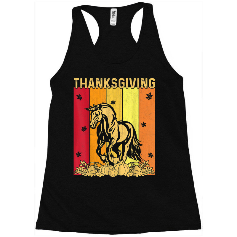 Thanksgiving Retro Horse Matching Family Pajamas Racerback Tank by Color | Artistshot