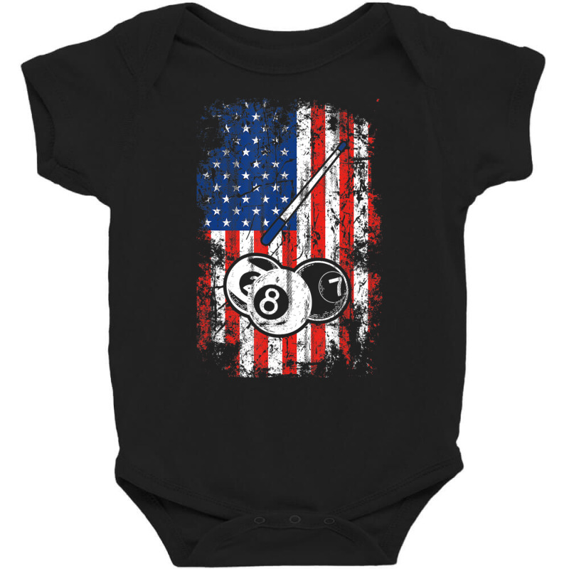 Billiards American Flag Cue Pool Balls Billiard Player Baby Bodysuit | Artistshot