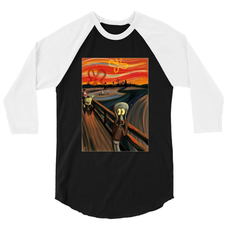 Music-retro-the-scream-by-edvard-munch-funny-graphic-gift- 3/4 Sleeve Shirt by cm-arts | Artistshot