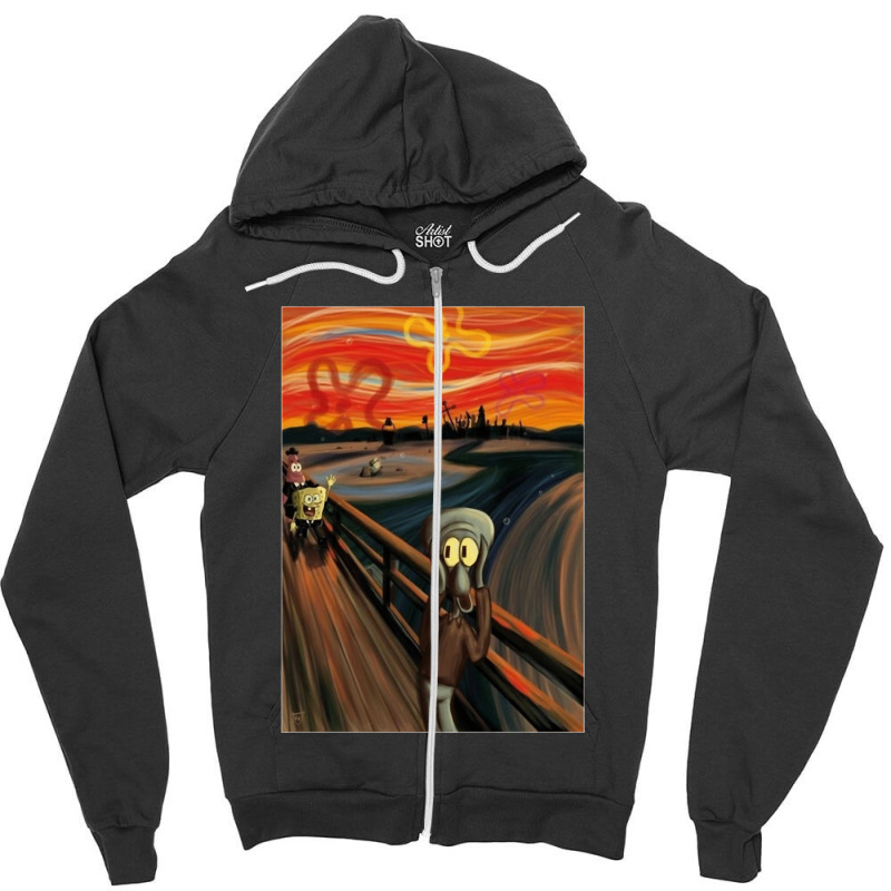 Music-retro-the-scream-by-edvard-munch-funny-graphic-gift- Zipper Hoodie by cm-arts | Artistshot