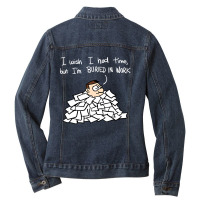 Toon Revue - Buried In Work Ladies Denim Jacket | Artistshot