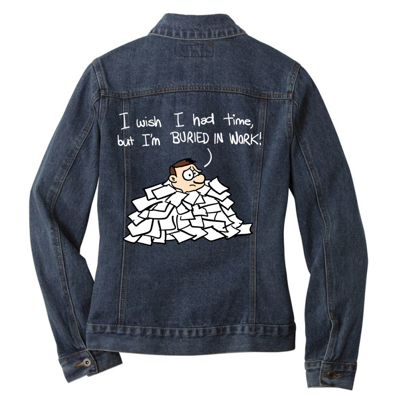 Toon Revue - Buried In Work Ladies Denim Jacket by atereabag | Artistshot