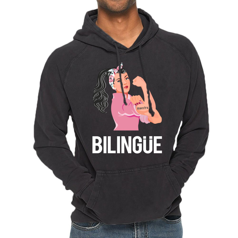 Maestra Bilingue Bilingual Spanish Teacher Long Sleeve T Shirt Vintage Hoodie by cm-arts | Artistshot