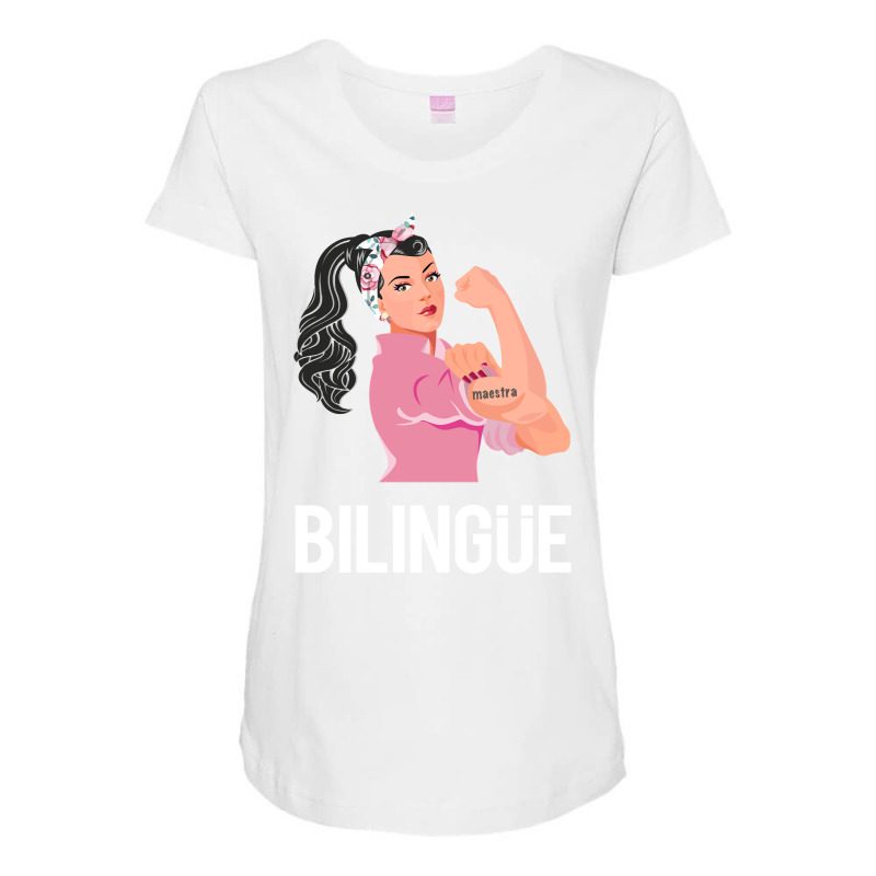 Maestra Bilingue Bilingual Spanish Teacher Long Sleeve T Shirt Maternity Scoop Neck T-shirt by cm-arts | Artistshot