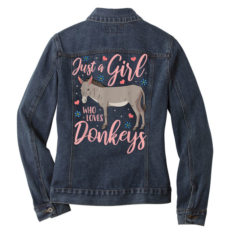 Donkey Just A Girl Who Loves Donkeys Funny Donkey Lover Gift T Shirt Ladies Denim Jacket by cm-arts | Artistshot