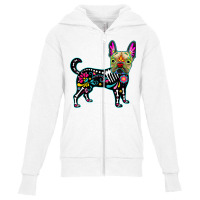 Calavera French Bulldog Frenchie Dia De Muertos Halloween T Shirt Youth Zipper Hoodie | Artistshot