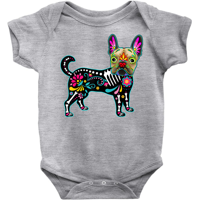 Calavera French Bulldog Frenchie Dia De Muertos Halloween T Shirt Baby Bodysuit by cm-arts | Artistshot