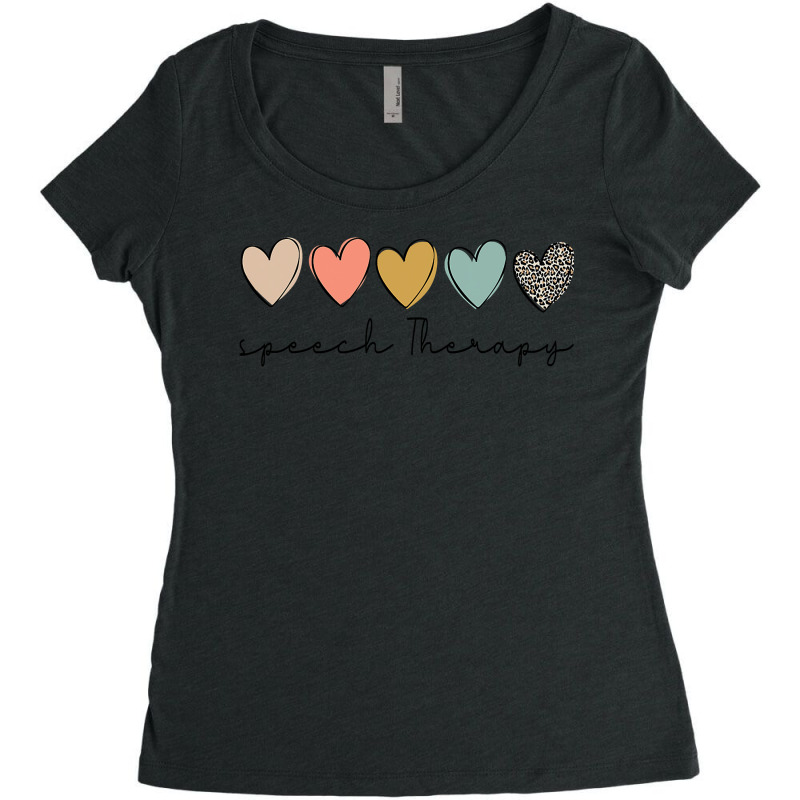 Speech Therapy Leopard Hearts Speech Language Pathology Slp Women's Triblend Scoop T-shirt by cm-arts | Artistshot