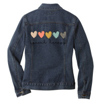 Speech Therapy Leopard Hearts Speech Language Pathology Slp Ladies Denim Jacket | Artistshot