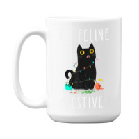 Cat Christmas Feline Festive Women & Kids Xmas 15 Oz Coffee Mug | Artistshot