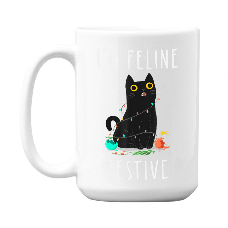 Cat Christmas Feline Festive Women & Kids Xmas 15 Oz Coffee Mug | Artistshot