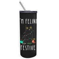 Cat Christmas Feline Festive Women & Kids Xmas Skinny Tumbler | Artistshot