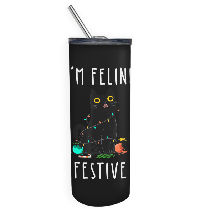 Cat Christmas Feline Festive Women & Kids Xmas Skinny Tumbler | Artistshot