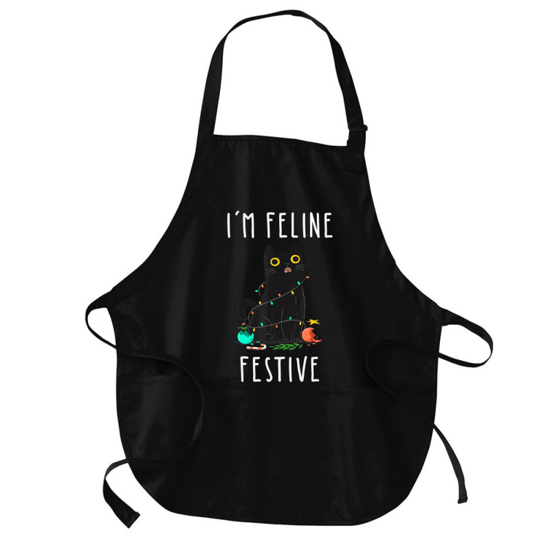 Cat Christmas Feline Festive Women & Kids Xmas Medium-length Apron | Artistshot