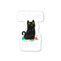 Cat Christmas Feline Festive Women & Kids Xmas Sticker | Artistshot