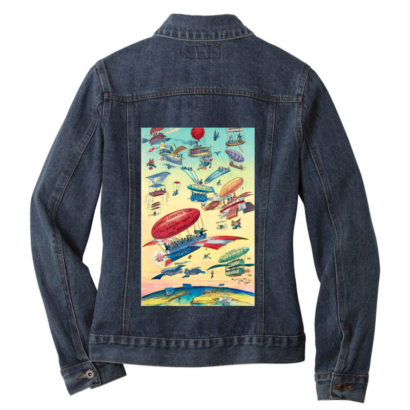 Openings-of-the-panama-canals- Ladies Denim Jacket by cm-arts | Artistshot