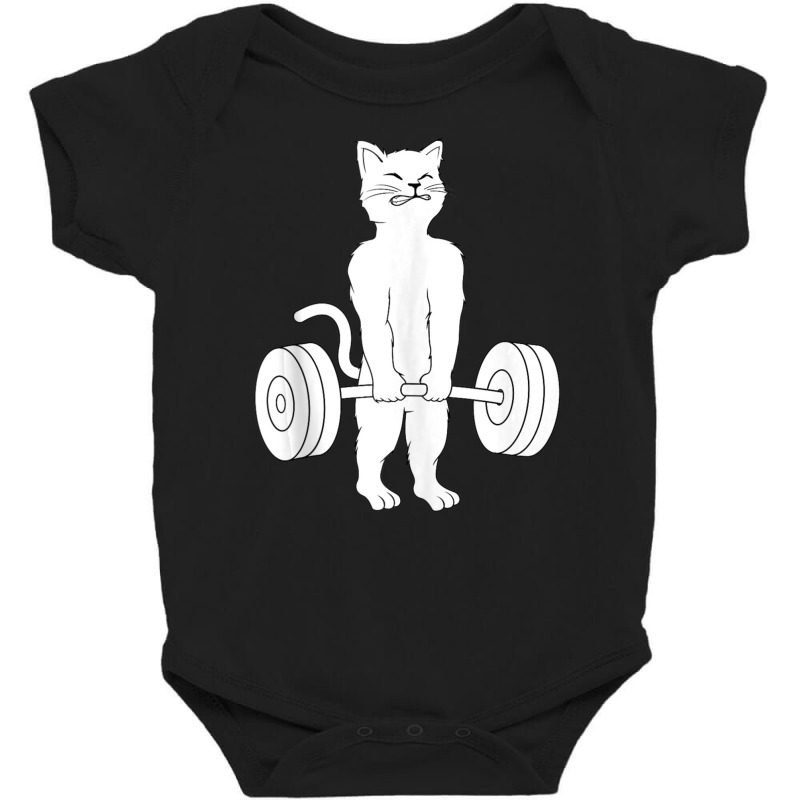 Cat Deadlif Powerlifting Kitty Tee, Weightlifting Cat Baby Bodysuit by cm-arts | Artistshot