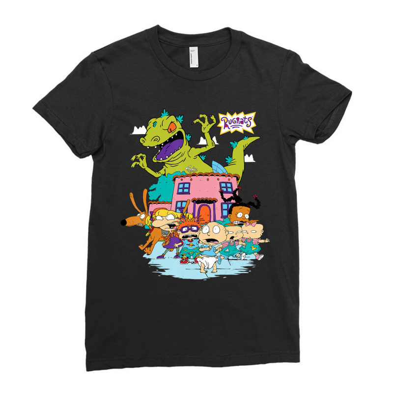 Rugrats Running Away From Reptar Ladies Fitted T-Shirt by cm-arts | Artistshot