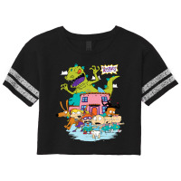 Rugrats Running Away From Reptar Scorecard Crop Tee | Artistshot