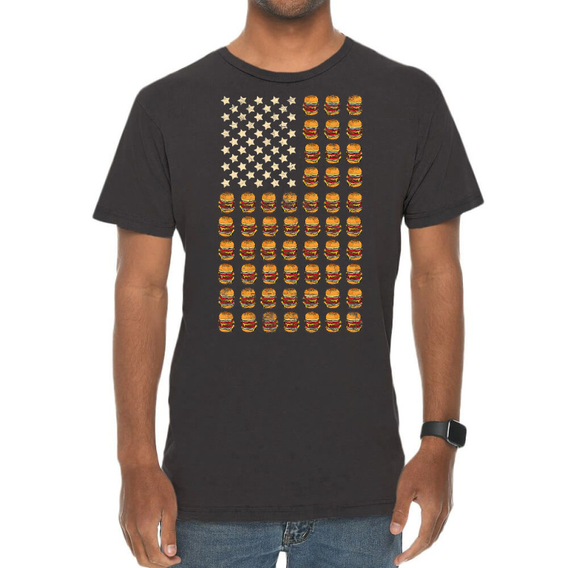 Cheeseburger Patriotic Usa American Flag National Burger Day T Shirt Vintage T-shirt | Artistshot