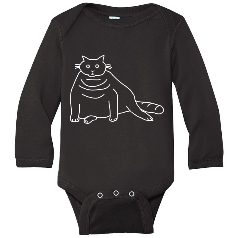 White Line Minimal Chonk Cat Long Sleeve Baby Bodysuit by Kanmopsuk45 | Artistshot