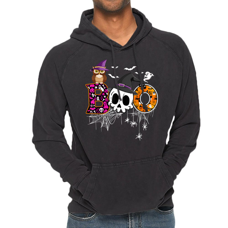 Boo Skull Own Witch's Hat And Ghost Funny Halloween Costume Vintage Hoodie by Posh | Artistshot