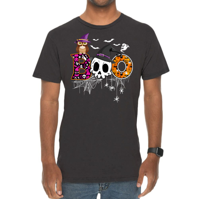 Boo Skull Own Witch's Hat And Ghost Funny Halloween Costume Vintage T-Shirt by Posh | Artistshot