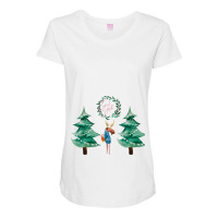 Moose With Christmas Present Maternity Scoop Neck T-shirt | Artistshot