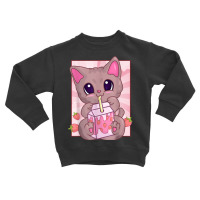 Strawberry Milkshake Cat For Women Girls, Kawaii Maneki Neko T Shirt Toddler Sweatshirt | Artistshot