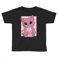 Strawberry Milkshake Cat For Women Girls, Kawaii Maneki Neko T Shirt Toddler T-shirt | Artistshot