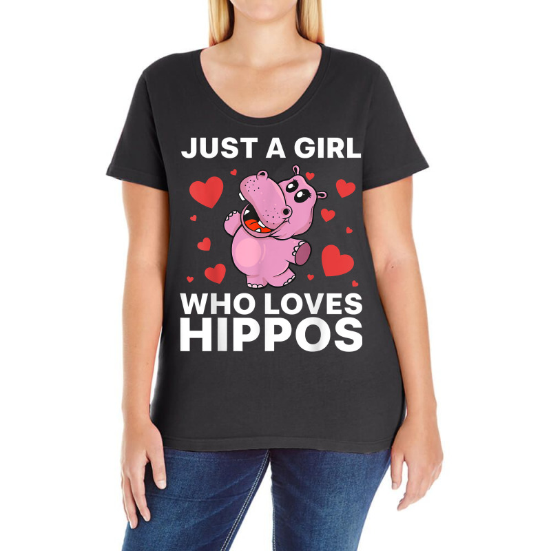 Cool Hippo Art For Women Girls Hippopotamus Safari Zoologist T Shirt Ladies Curvy T-Shirt by cm-arts | Artistshot