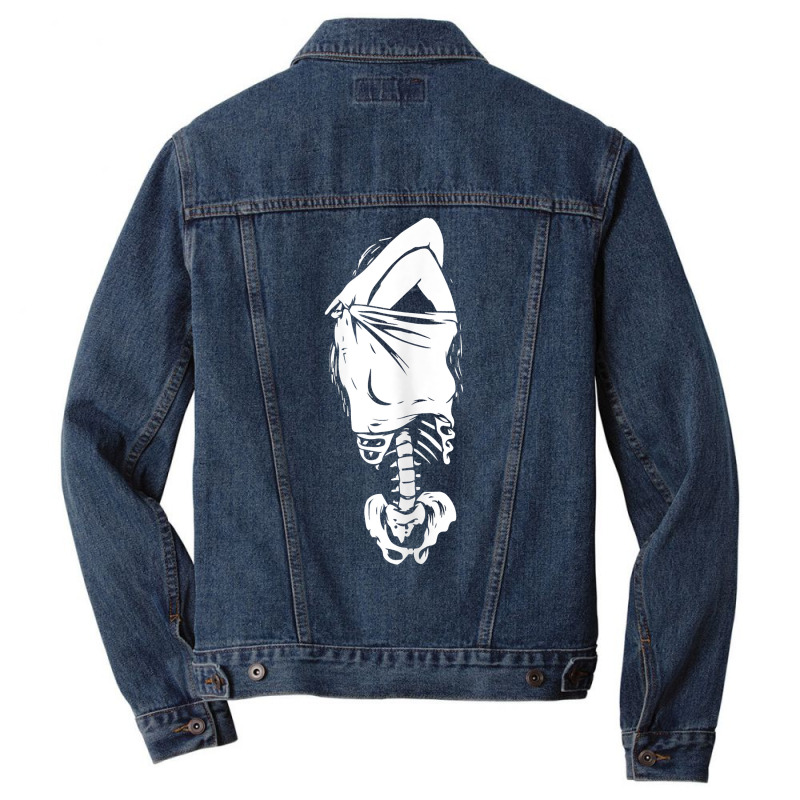 Womens Woman Skeleton Undressing Funny Halloween Costume Skull Bone T Men Denim Jacket by cm-arts | Artistshot