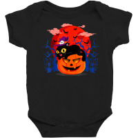 Funny Halloween Jack O Lantern Pumpkin Cat Witch Hat Baby Bodysuit | Artistshot