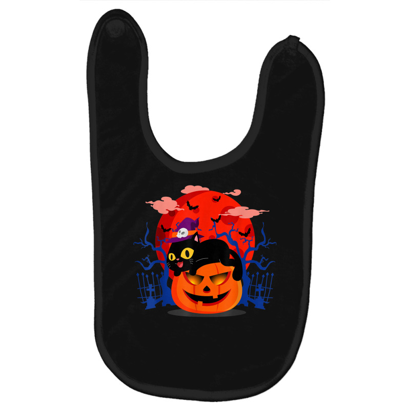 Funny Halloween Jack O Lantern Pumpkin Cat Witch Hat Baby Bibs | Artistshot