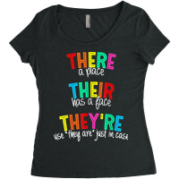 There Their They_re Funny English Teacher Grammar Teacher Women's Triblend Scoop T-shirt | Artistshot