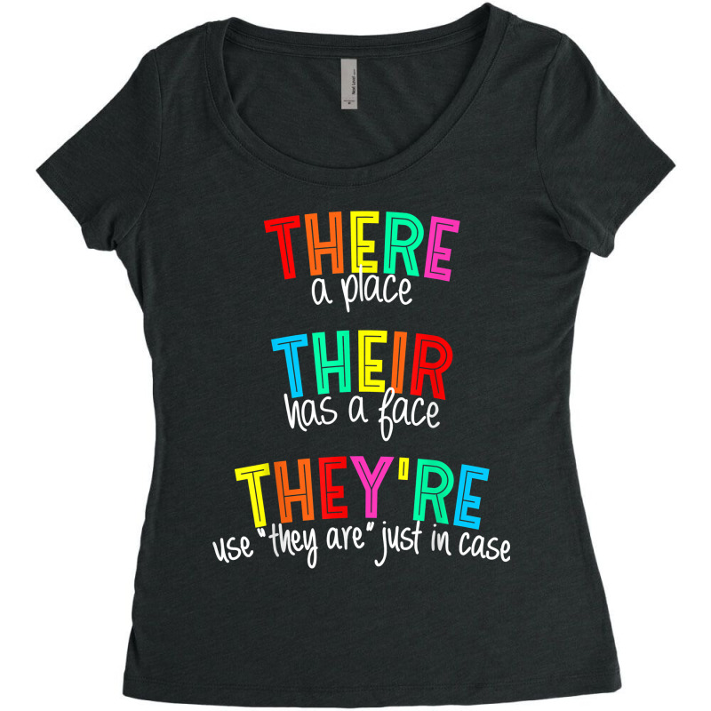 There Their They_re Funny English Teacher Grammar Teacher Women's Triblend Scoop T-shirt by liqualyfu | Artistshot